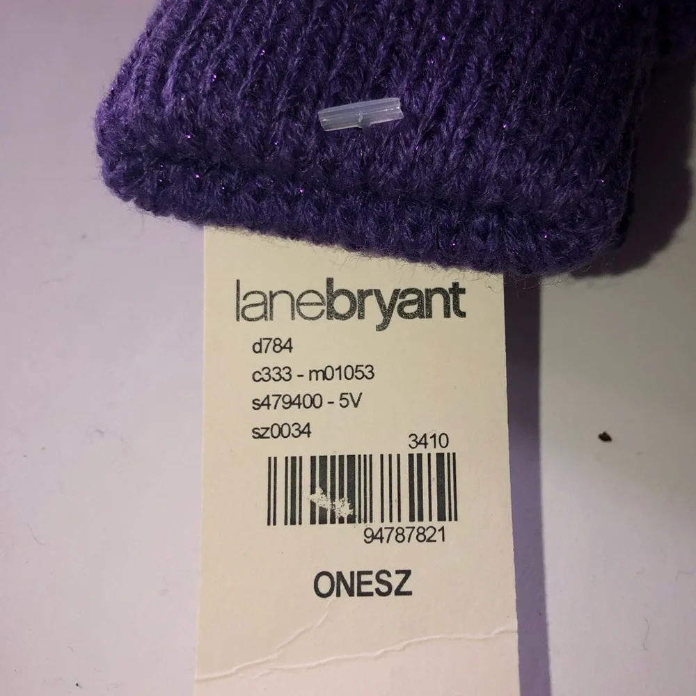 Lane Bryant Gloves Mittens Convertible Fingerless Purple Metallica New